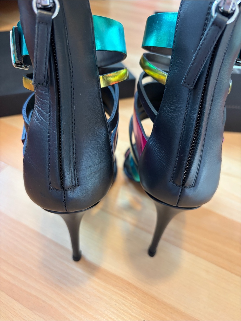 Giuseppe Zanotti Iridescent Multi-Color Strappy High Heels - Picture 3 of 11